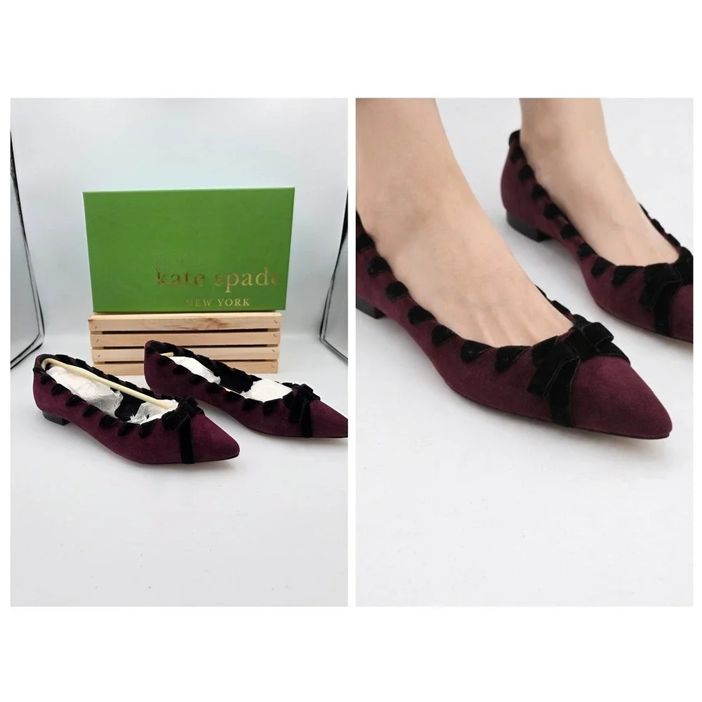 Kate Spade Kalani Flats Womens 8.5M Deep Cherry Suede S21011‎ Gothic Whimsgoth